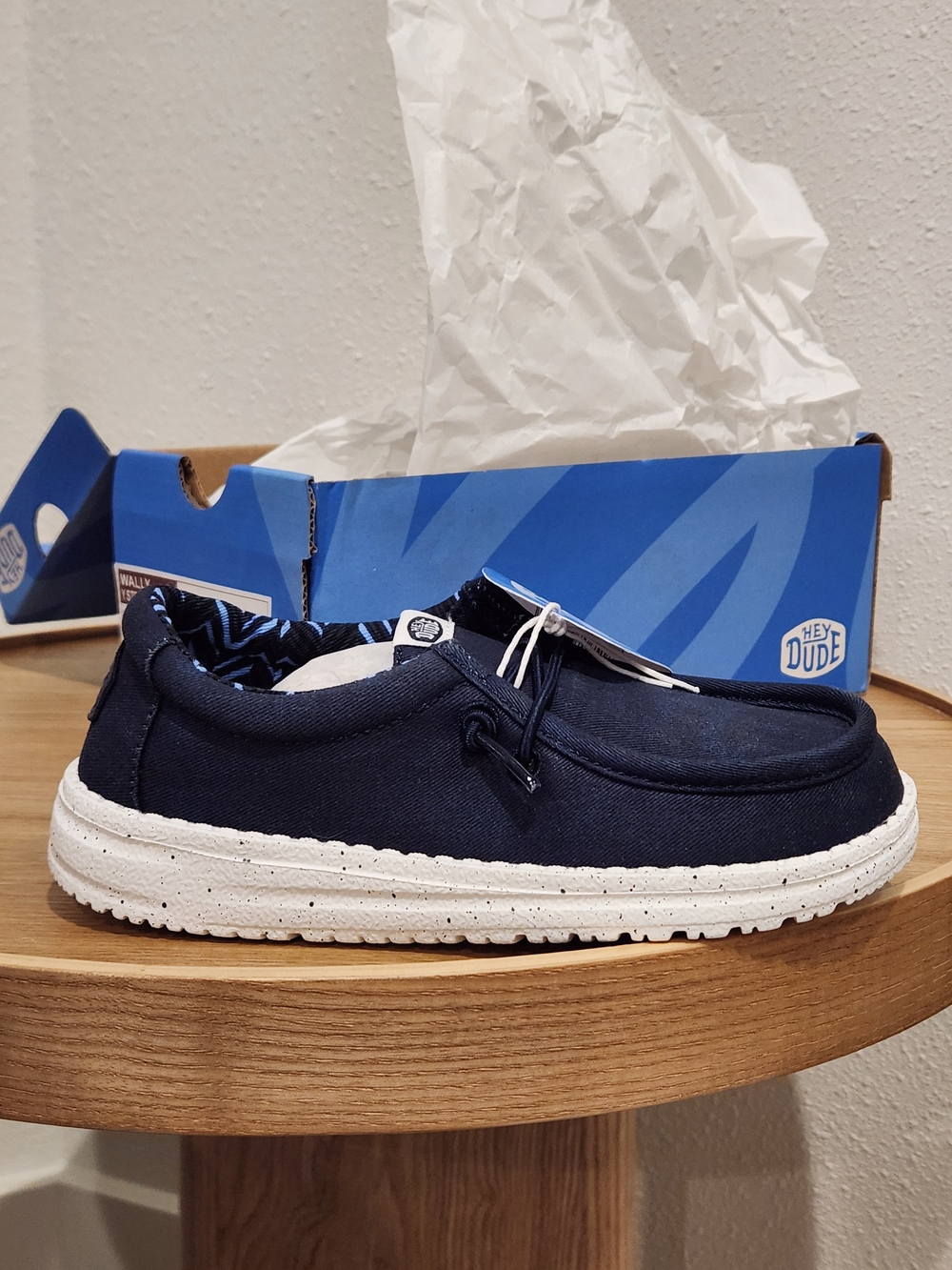 Hey Dude Boy's Wally Navy Canvas Slip-On Shoe New In Box
